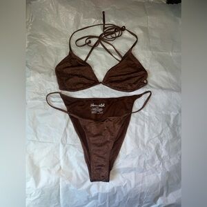 Brown Glitter String Bikini